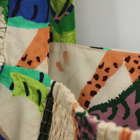 Oliphant Bubble Skirt MIni Dress Kruger Blue Green Puff Sleeves Size XL - Picture 8 of 12